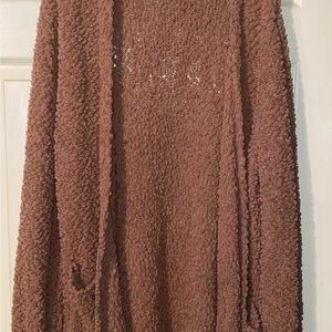 Zenana Outfitters Textured Brown Cardigan